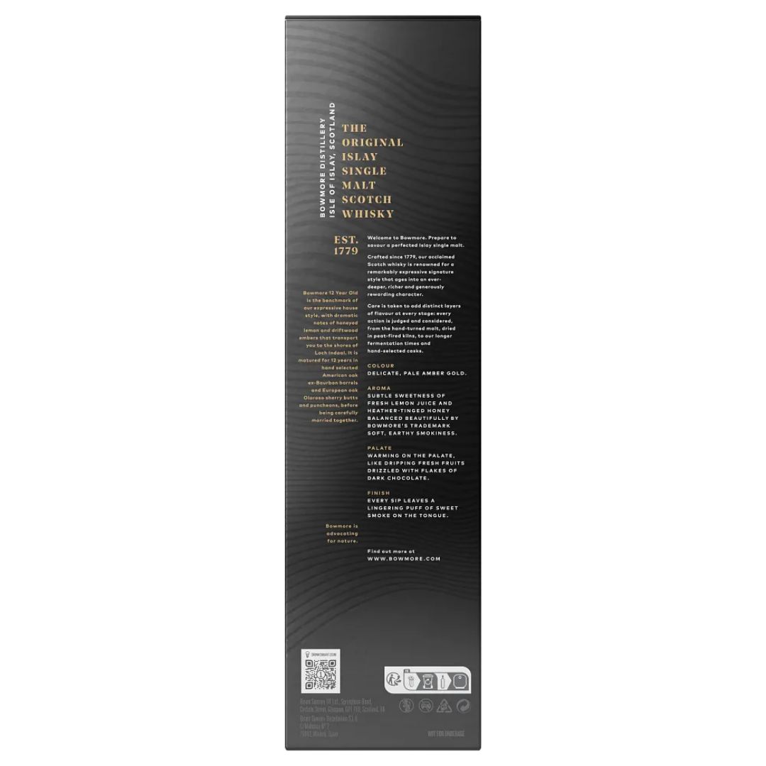 Bowmore 12 Year Old Back Label box