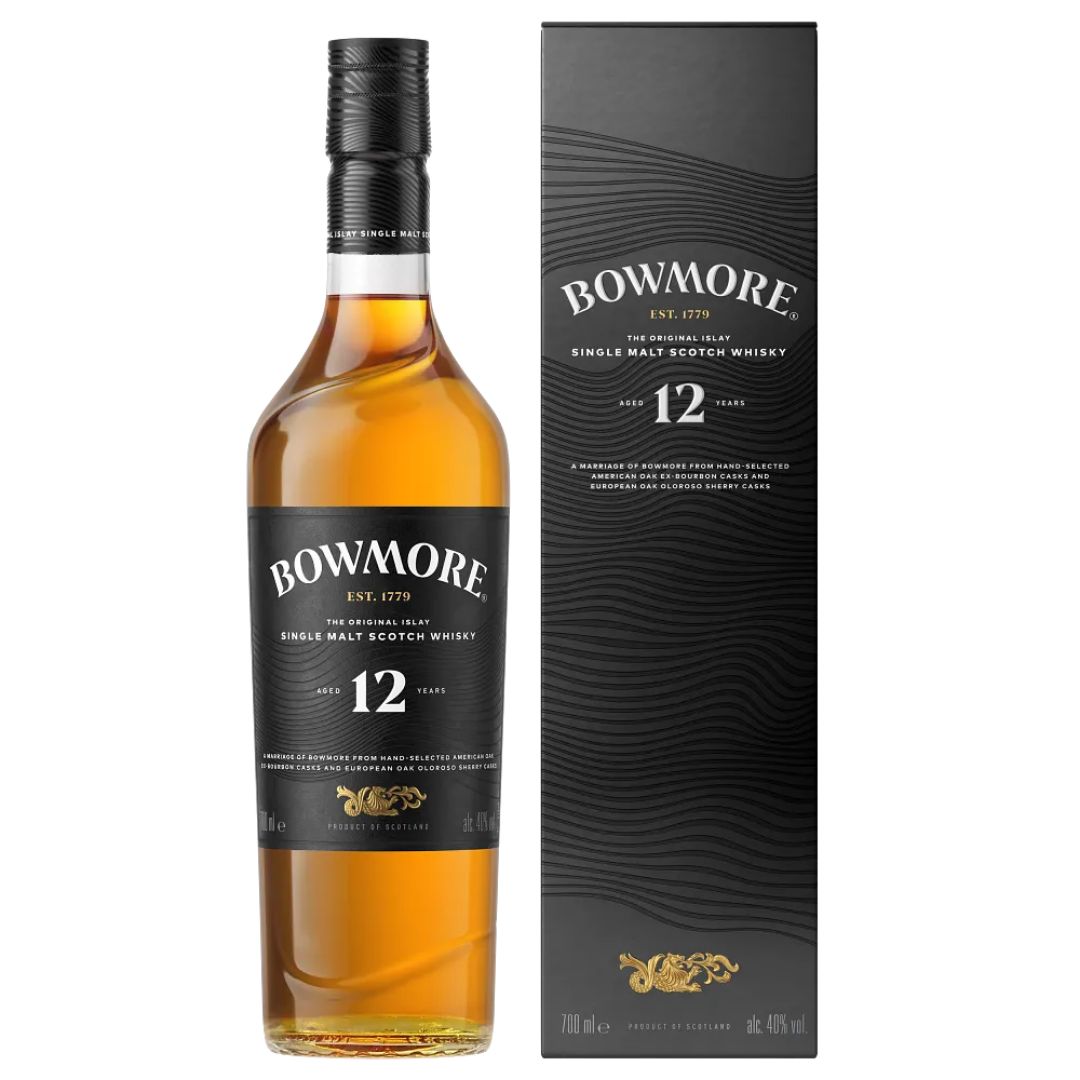 Bowmore 12 Year Old Whisky Bottle With Front Label box