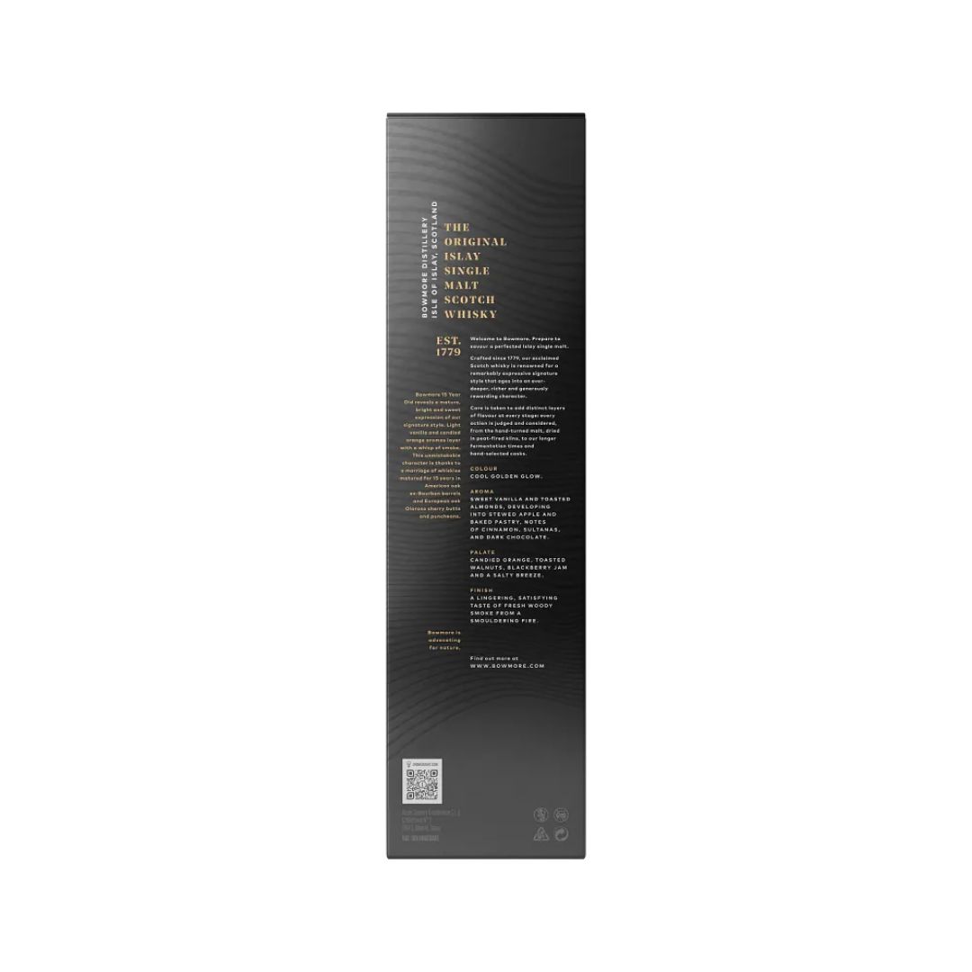 Bowmore 15 Year Old Back label Box