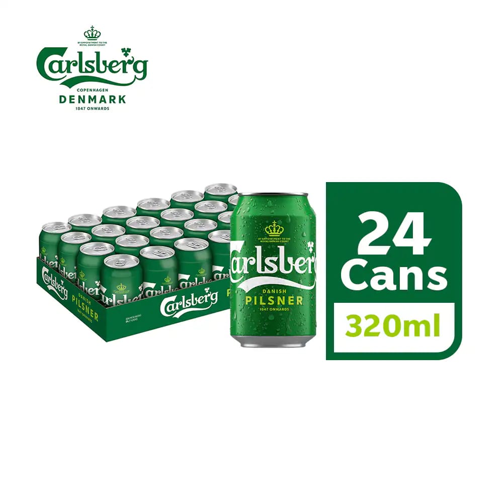 Carlsberg Danish Pilsner Beer Can (320ml x 24)