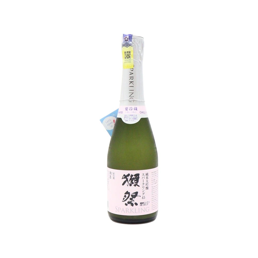 DASSAI 45 Junmai Daiginjo Sparkling Sake 360ml with 14% alcohol content.