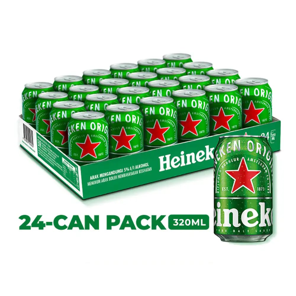 HEINEKAN 24 Can Pack Lager Beer (320ml x 24)