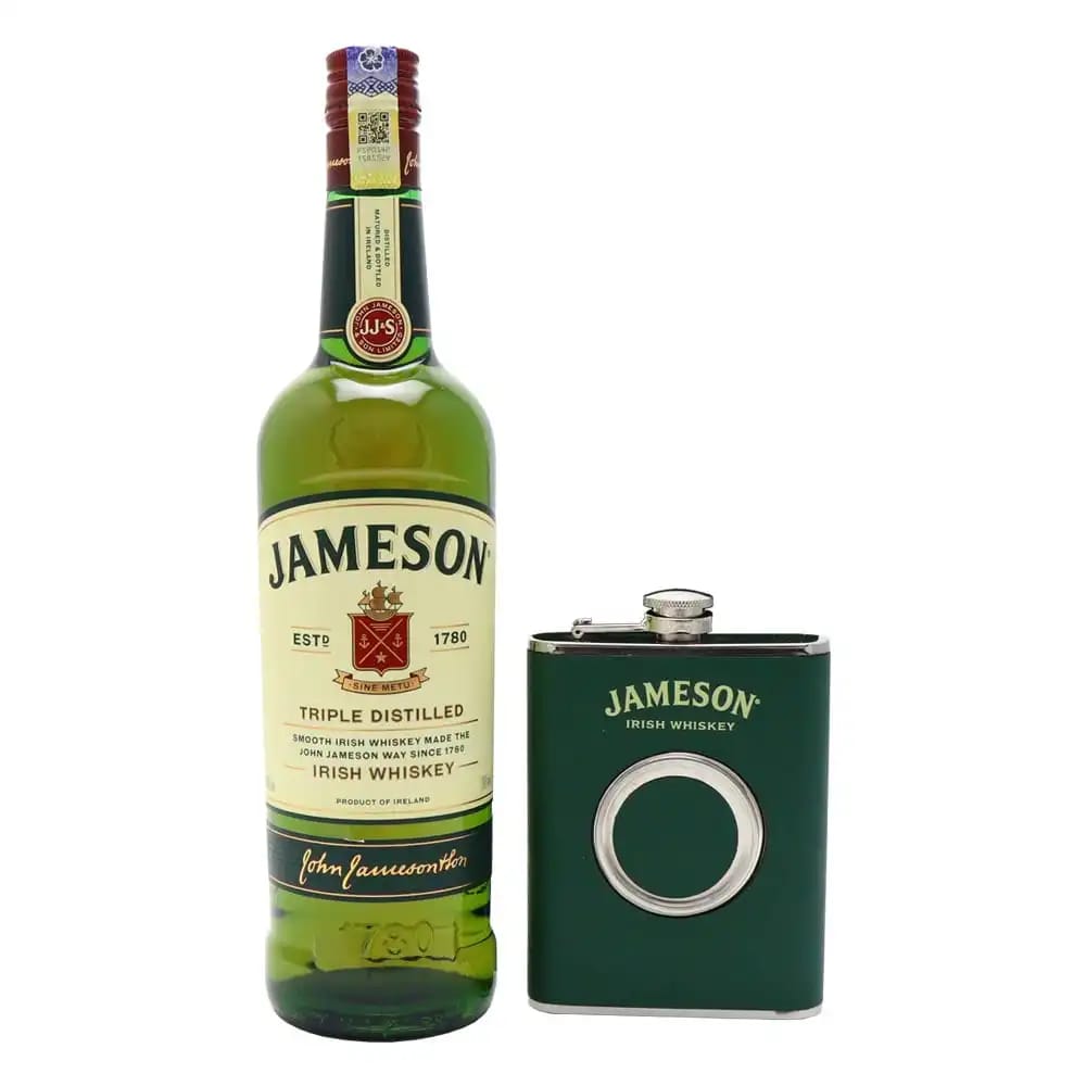 JAMESON The Original Irish Whiskey (Triple Distilled) with Stained Steel Flask