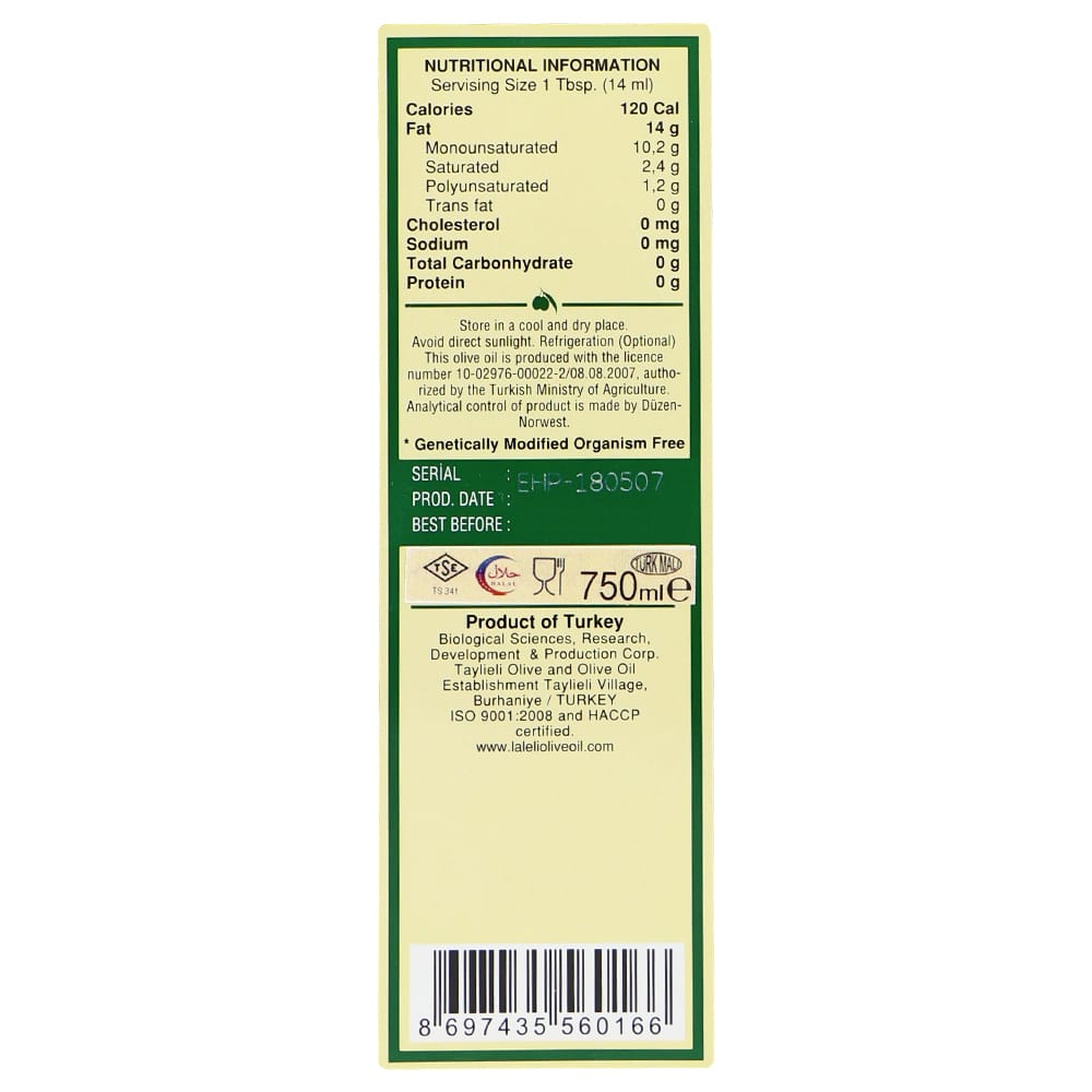 LALELI Early Harvest Extra Virgin Olive Oil With Pulp