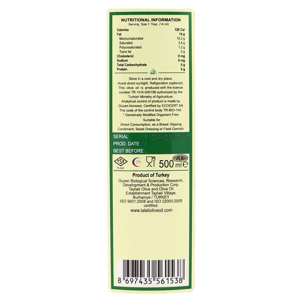 LALELI Organic Extra Virgin Olive Oil