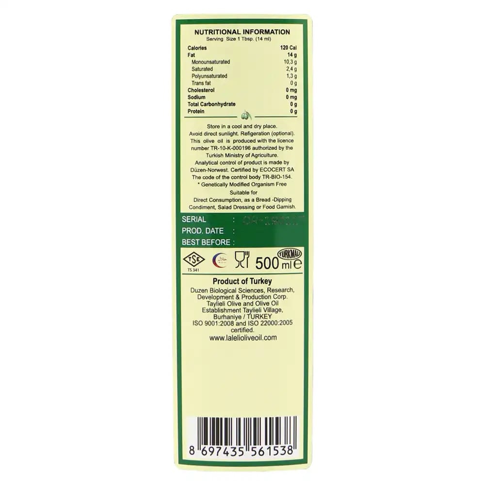 LALELI Organic Extra Virgin Olive Oil