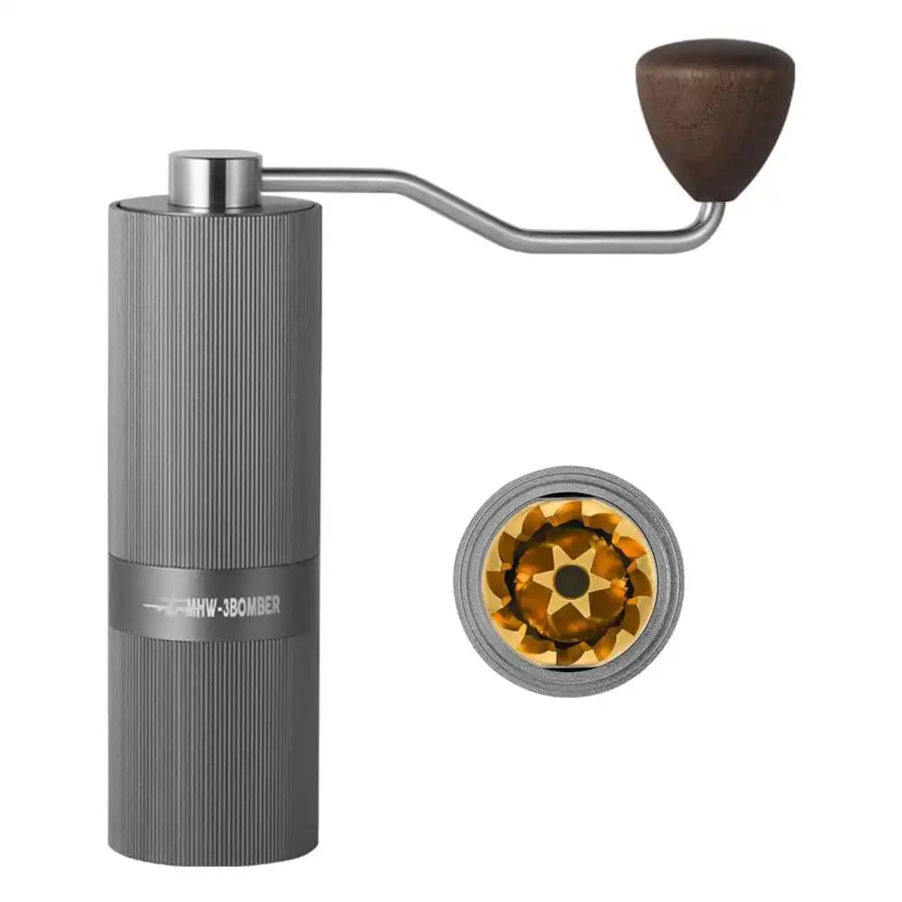 MHW – 3BOMBER Racing M1 Manual Grinder Grey (Walnut Handle) – Titanium Burr