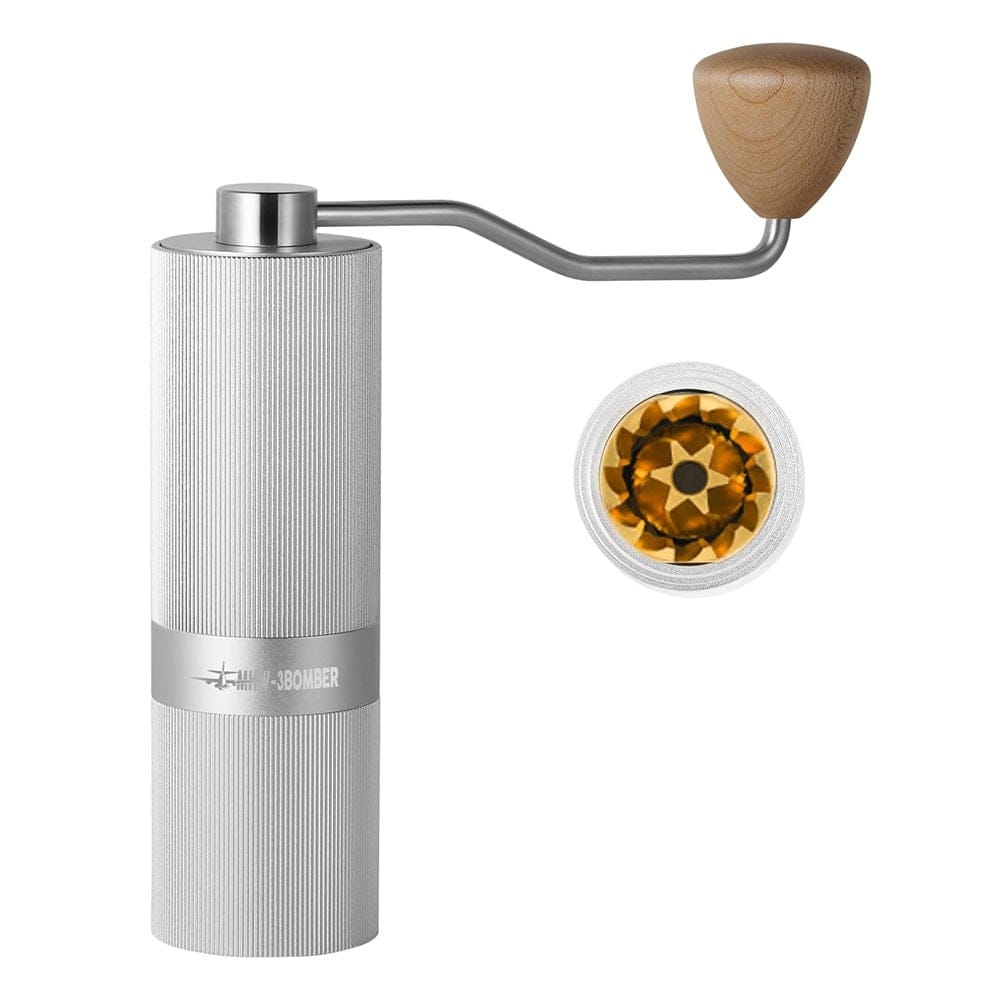MHW – 3BOMBER Racing M1 Manual Grinder Silver (Walnut Handle) – Titanium Burr