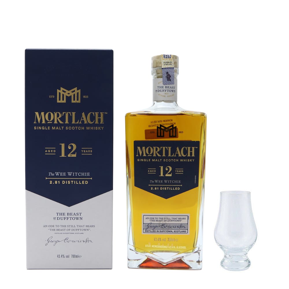 MORTLACH 12 Year Old The Wee Witchie with Glass