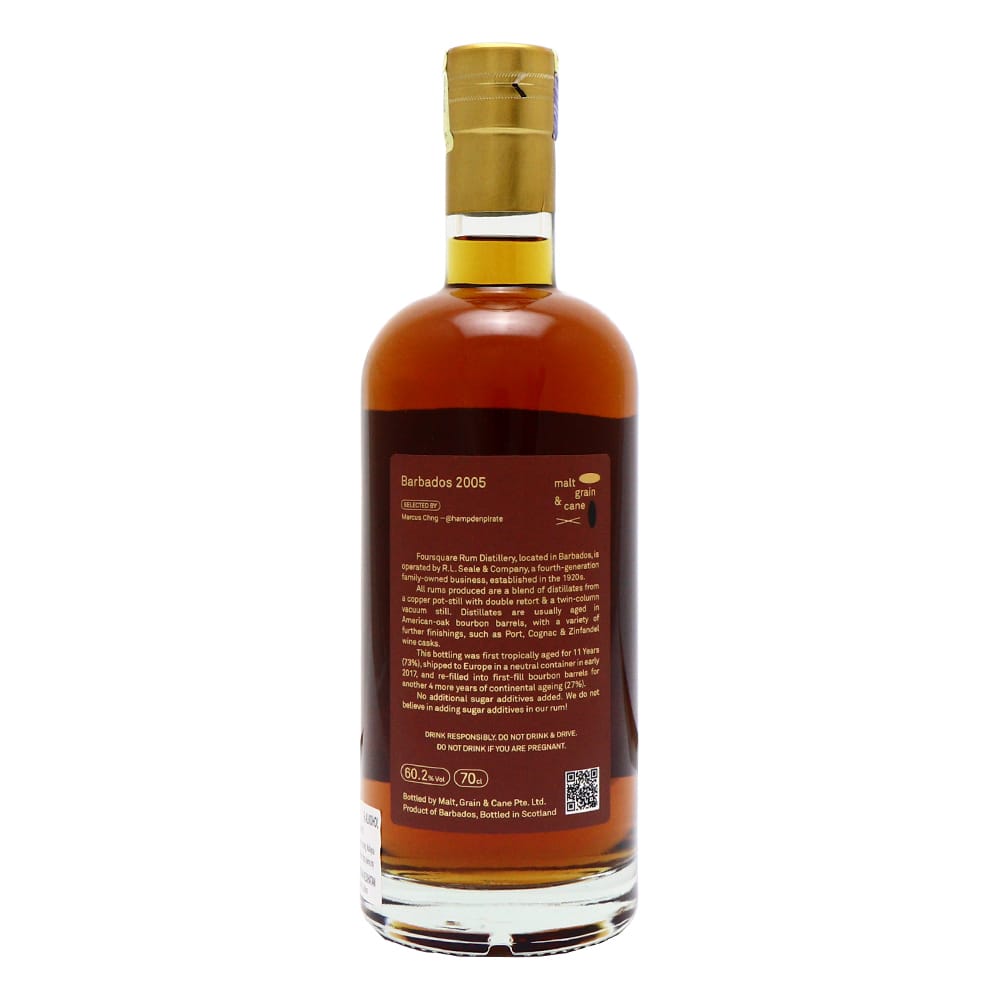 MALT, GRAIN & CANE Foursquare Rum 15 Year Old 2005