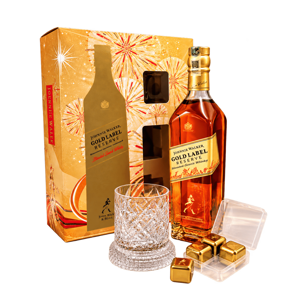 Johnnie Walker Gold Label 1 Rotating Glass & Whisky Stone Gift Pack