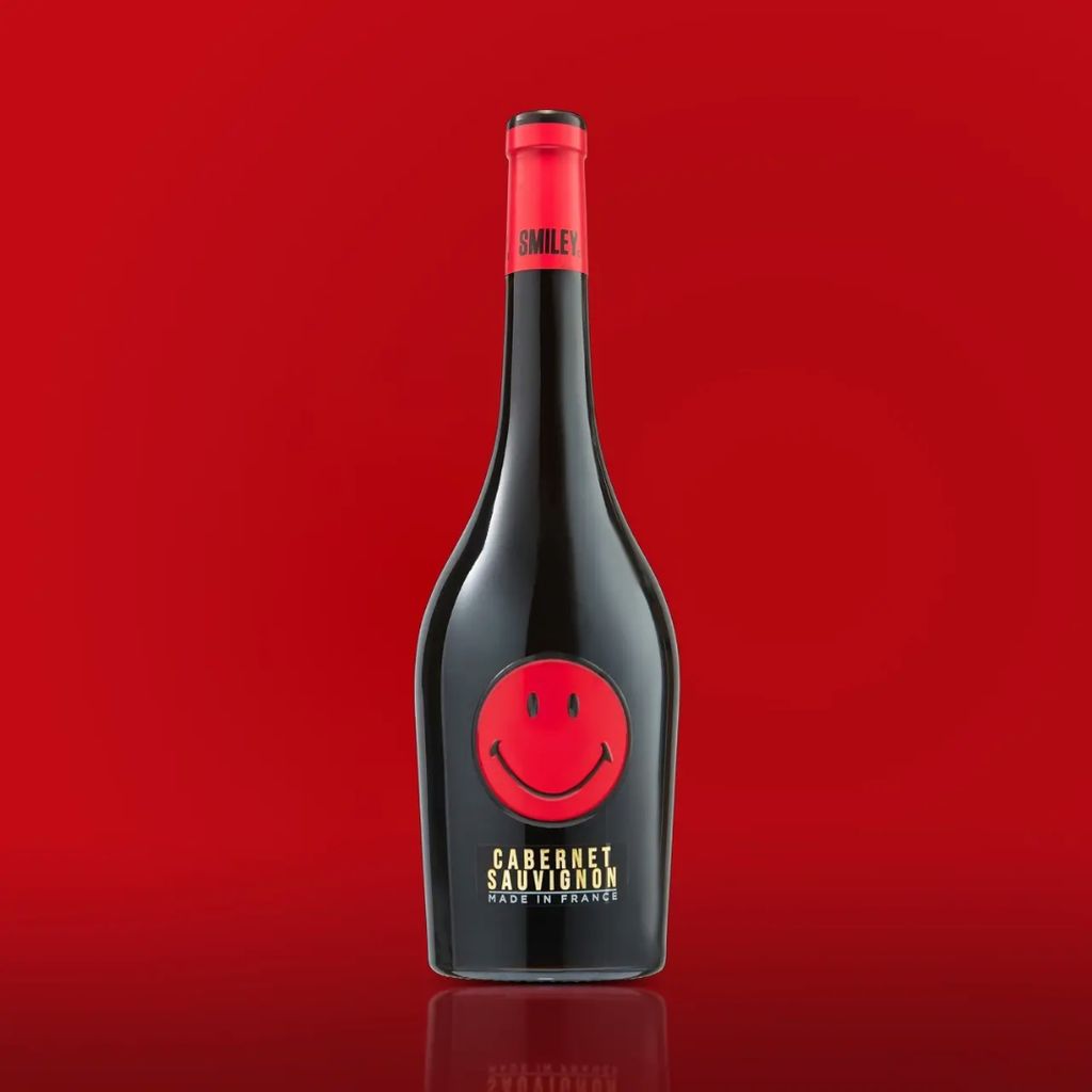 Smiley Cabernet Sauvignon French red wine bottle