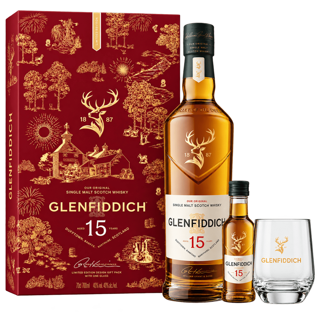 The Glenfiddich 15 Year Old Limited Edition Design Gift Pack With One Glass & One Miniature 2026