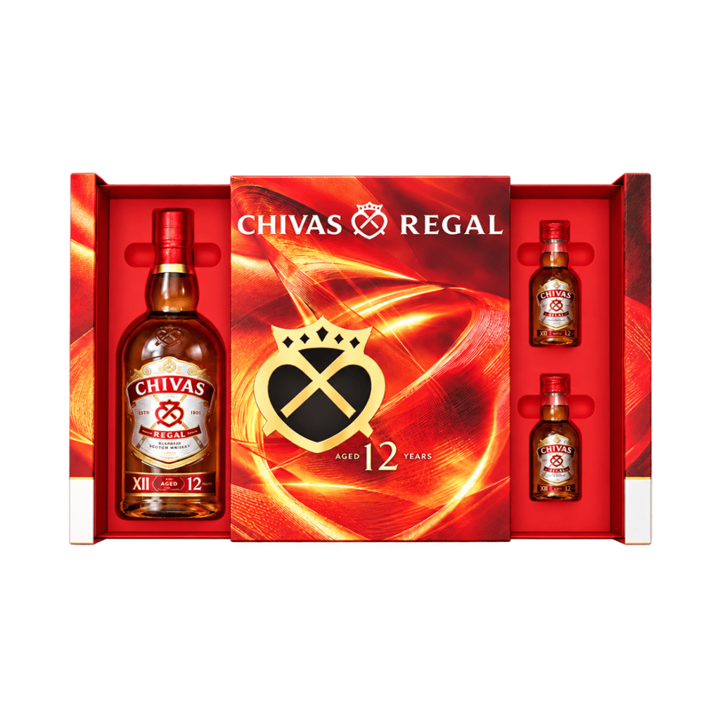 Chivas Regal 12 Year Old CNY 2027 Gift Set with 2 Chivas 12 Year Old Miniature 5 cl 40%