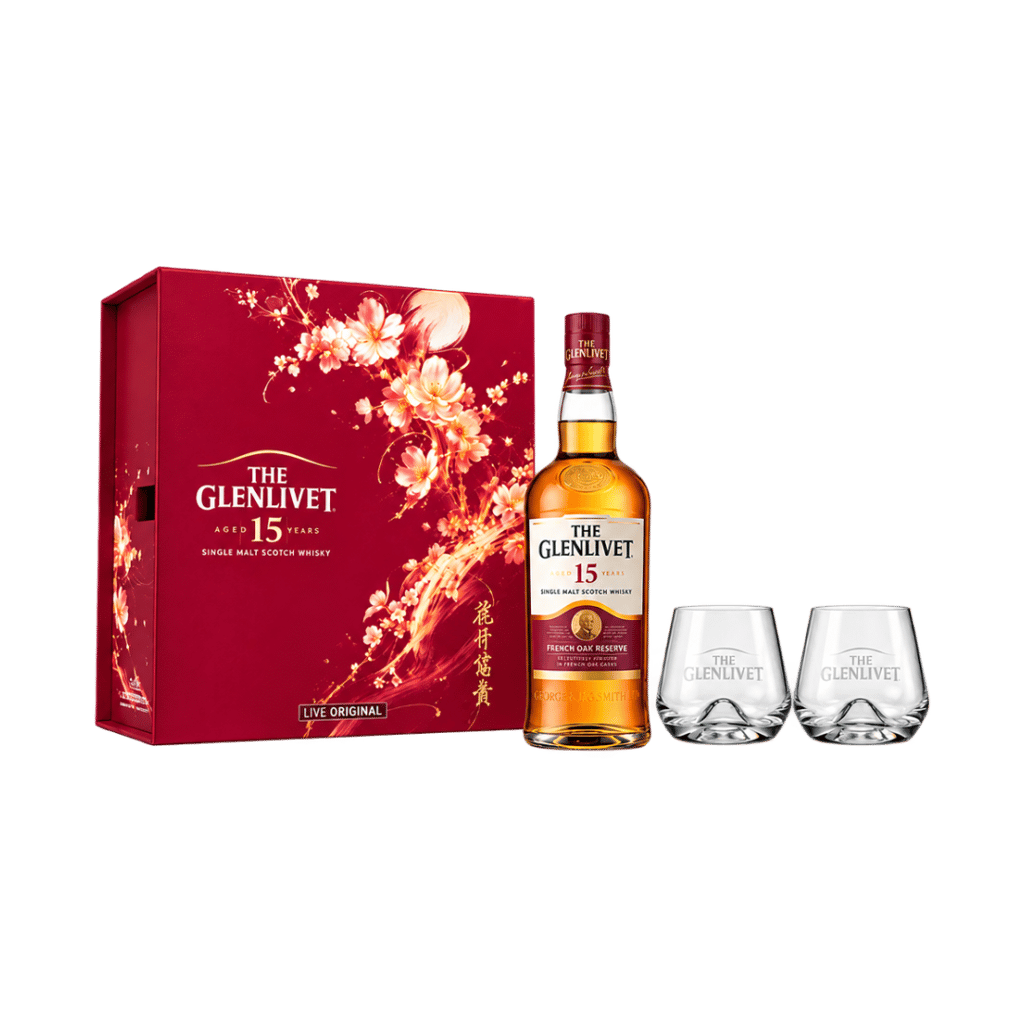The Glenlivet 15 Year Old CNY Gift Set with 2 Glasses 40% 700ml
