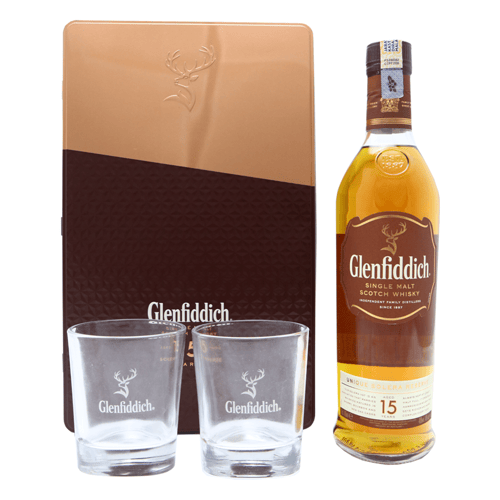 GLENFIDDICH 15 Year Old Gift Pack with 2 Glass