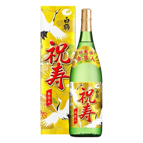 HAKUTSURU Jusen Junmai Sake Celebration with Gold Leaf 1.8L
