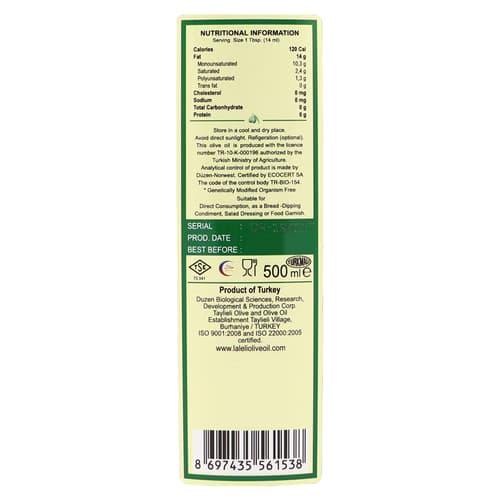 LALELI Organic Extra Virgin Olive Oil