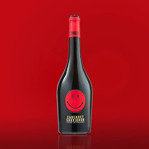 Smiley Cabernet Sauvignon French red wine bottle