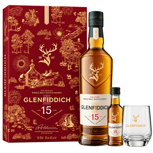 The Glenfiddich 15 Year Old Limited Edition Design Gift Pack With One Glass & One Miniature 2026