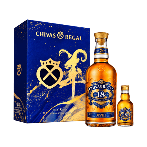 Chivas Regal 18 Year Old CNY 227 Gift Set with 1 Chivas 18 Miniature 50 ml 40%
