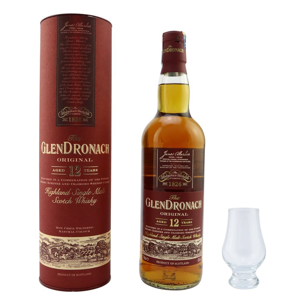 GLENDRONACH 12 Year Old with glass